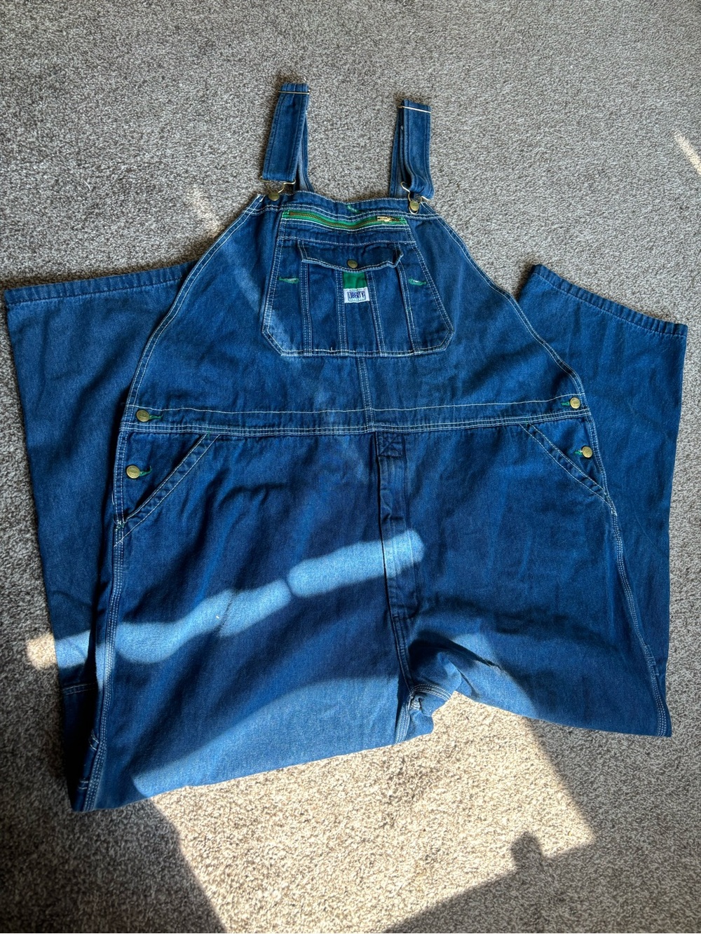 Vintage Boho Farmers Market Blue Denim Preppy Plus Overalls - Size 48x30